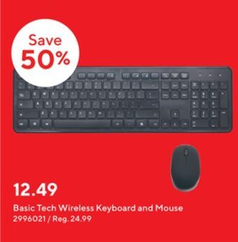 Staples Basic tech wireless keyboard and mouse offer