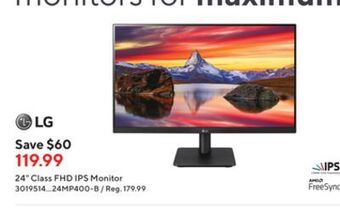 Staples Lg 24 class fhd ips monitor offer