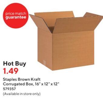 Staples Staples brown kraft corrugated box, 16 x 12 x 12 offer
