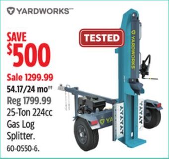 Canadian Tire Yardworks 25-ton 224cc gas log splitter offer