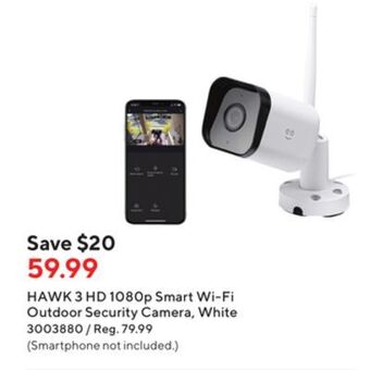 Staples Geeni hawk 3 hd 1080p smart wi-fi outdoor security camera, white offer