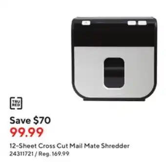 Staples Tru red 12-sheet cross cut mate shredder offer