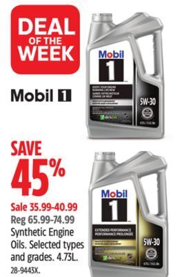 Canadian Tire Mobil 1 synthetic engine oils offer