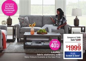 La Z Boy Laurel fabric stationary sofa offer