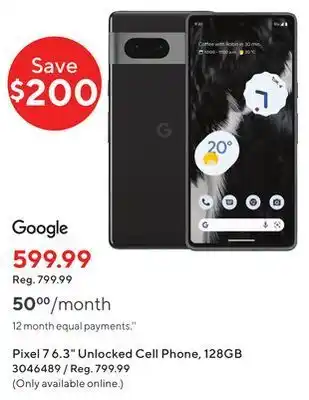 Staples Google pixel 76.3 unlocked cell phone, 128gb offer