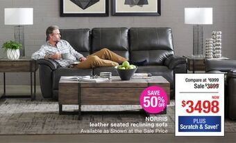 La Z Boy Norris leather seated reclining sofa offer
