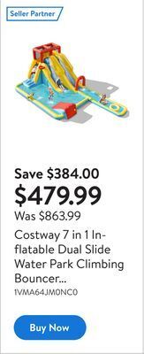 Walmart Costway 7 in 1 inflatable dual slide water park climbing bouncer without blower offer