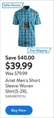 Walmart Ariat men's short sleeve woven shirt|s-2xl offer