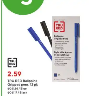 Staples Tru red ballpoint gripped pens, 12 pk offer