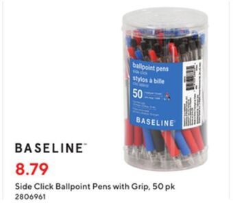 Staples Baseline side sick ballpoint pens with grip, 50 pk offer