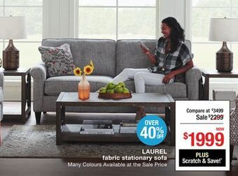 La Z Boy Laurel fabric stationary sofa offer