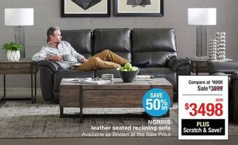 La Z Boy Norris leather seated reclining sofa offer