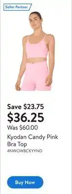 Walmart Kyodan candy pink bra top offer