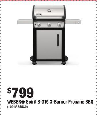 Home Depot Weber® spirit s-315 3-burner propane bbq offer