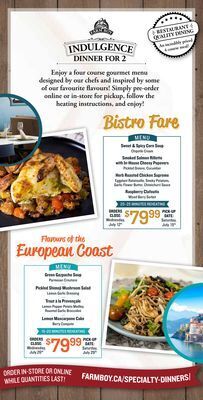 Farm Boy Indulgence dinner for 2 offer