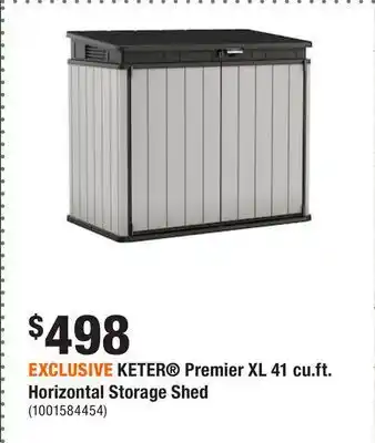Home Depot Exclusive keter® premier xl 41 cu.ft. horizontal storage shed offer