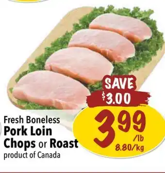 Farm Boy Fresh boneless pork loin chops or roast offer