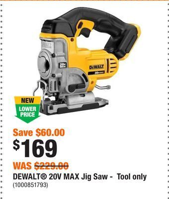 Home Depot Dewalt® 20v max jig saw - tool only offer