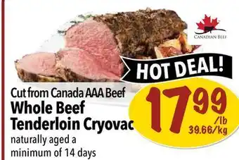 Farm Boy Whole beef tenderloin cryovac offer