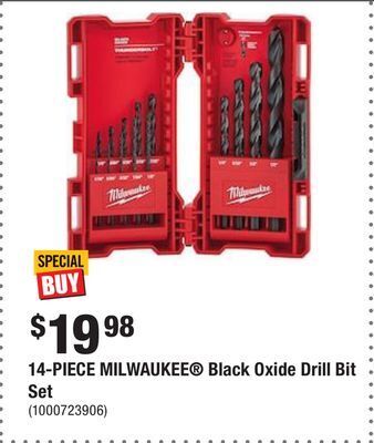 Home Depot 14-piece milwaukee® black oxide drill bit set offer
