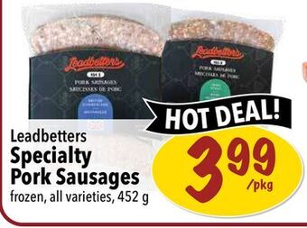 Farm Boy Leadbetters specialty pork sausages offer