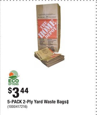 Home Depot 5-pack 2-ply yard waste bags‡ offer