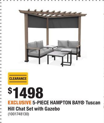 Home Depot Exclusive 5-piece hampton bay® tuscan hill chat set with gazebo offer