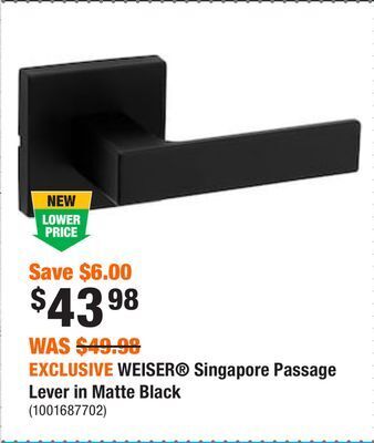 Home Depot Exclusive weiser® singapore passage lever in matte black offer