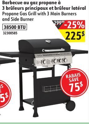 Sushi Shop Propane gas grill with 3 main burners and side burner offer