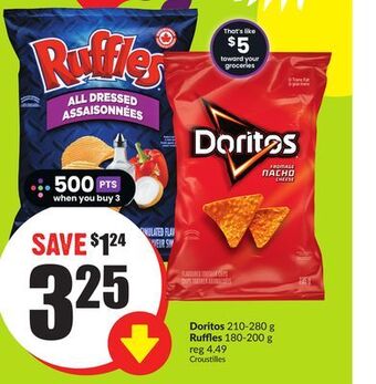 Chalo FreshCo Doritos 210-280 g ruffles 180-200 g offer