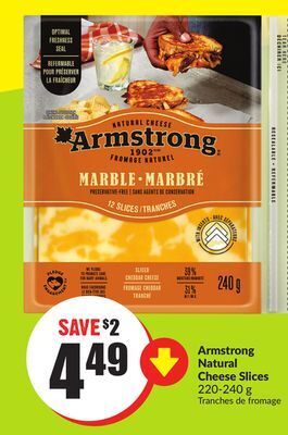Chalo FreshCo Armstrong natural cheese slices 220-240 g offer