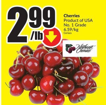 Chalo FreshCo Cherries product of usa no. 1 grade 6.59/kg offer