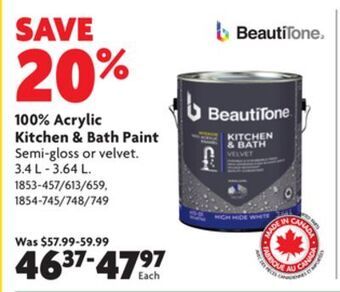 Home Hardware 100% acrylic kitchen & bath paint offer