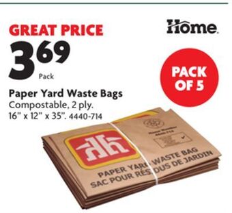 Home Hardware Paper yard waste bags offer