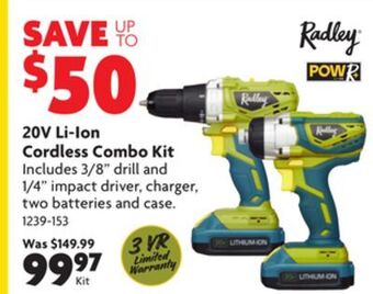 Home Hardware 20v li-ion cordless combo kit offer