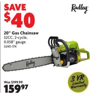 Home Hardware 20 gas chainsaw offer