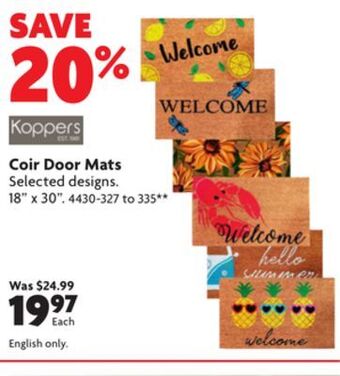 Home Hardware Coir door mats offer