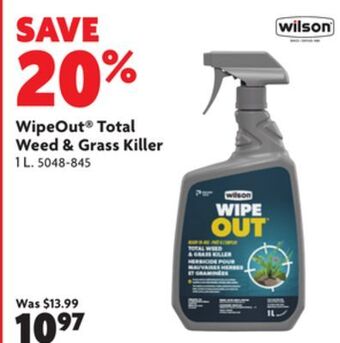 Home Hardware Wipeout® total weed & grass killer offer