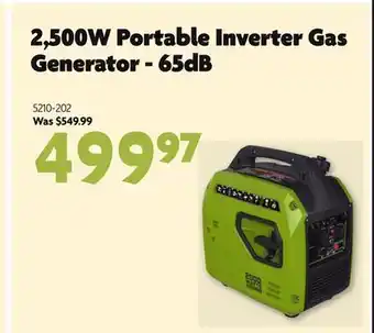Home Hardware 2,500w portable inverter gas generator - 65db offer