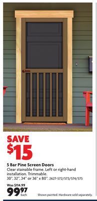 Home Hardware 5 bar pine screen doors offer