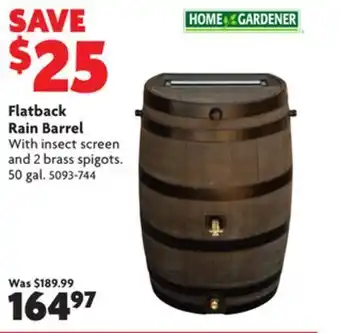Home Hardware Flatback rain barrel offer