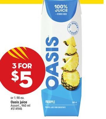Giant Tiger Oasis juice offer