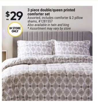 Giant Tiger 3 piece double/queen printed comforter set offer