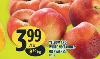 Marché Adonis Yellow and white nectarines or peaches offer