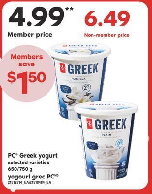 Valu-mart Yogourt grec pc, 650/750 g offer