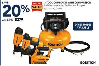 RONA Bostitch 3-tool combo kit with compressor offer