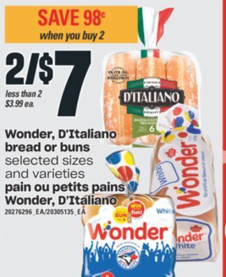 Valu-mart Pain ou petits pains wonder, d'italiano offer