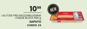 Zehrs Markets Saputo lactose free mozzarellissima cheese block, 690 g offer