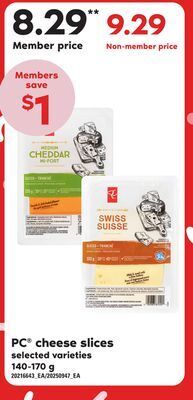Zehrs Markets Pc® cheese slices, 140-170 g offer