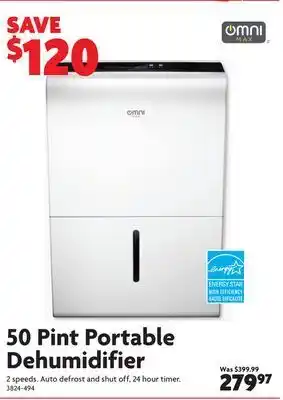 Home Hardware Omnimax 50 pint portable dehumidifier offer
